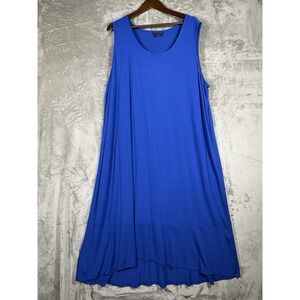J. Jill Wearever Collection Womens Blue Sleeveless V-Neck Midi Dress 3X